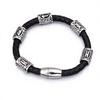 European American Unisex Stainless Steel Viking Rune Beads Amulet Bracelet