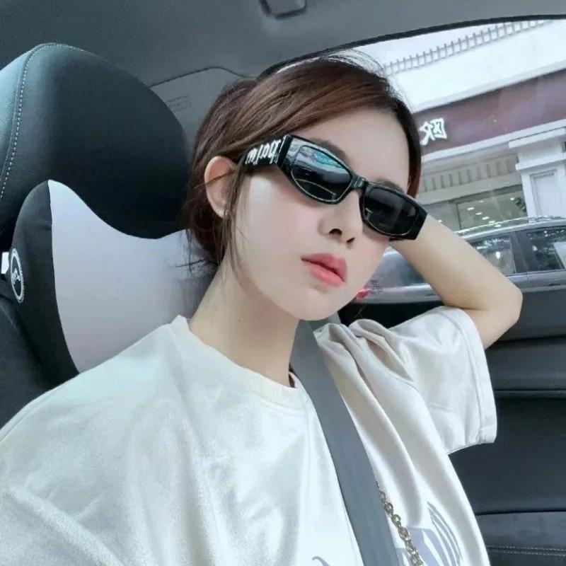 4pcs Fashion Sunglasses Male Female  Black Frame Letter Palm Hip-hop Trend Brand High-end Sense Face-lift Sunglasses Party