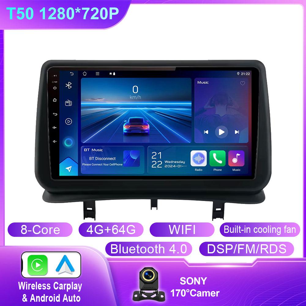 Car Android 14 For Renault Clio 3 2005 - 2014 Car Radio Multimedia Player Navigation GPS Autoradio CarPlay QLED Screen No 2 Din