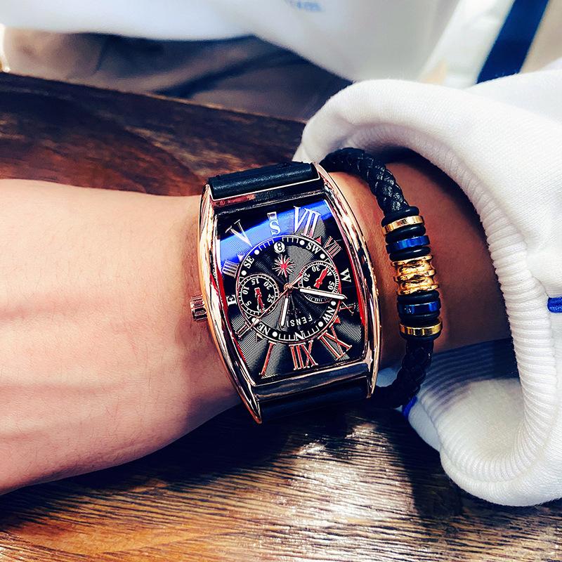 UTHAI CQ326 Wine barrel shaped men's watch, calendar, waterproof couple quartz watch, the best choice for gift giving occasions