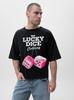 Men's Black/Pink Lucky Dice Front Truck Short Sleeve Boxy T-Shirt M