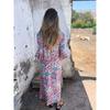 Women's Long-sleeved V-neck Casual Loose Long Printed Dress