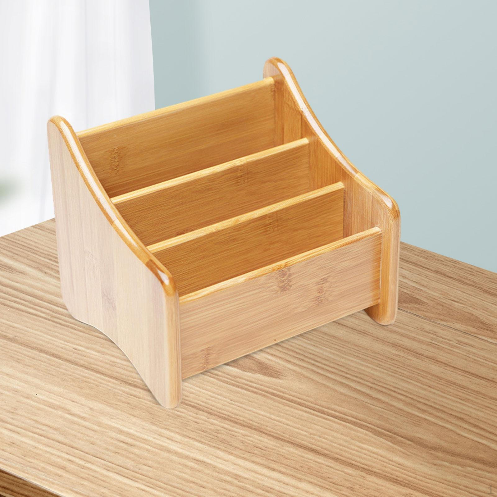 

Корзина с отделениями, держатель пульта дистанционного управления, переносной настольный бамбуковый столик для мелочей, прикроватная тумбочка 3 Compartments