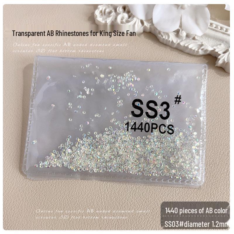 SS3 SS4 King Fan AB Iridescent Small Round Flat-back Rhinestone for DIY Nail Art Accessories