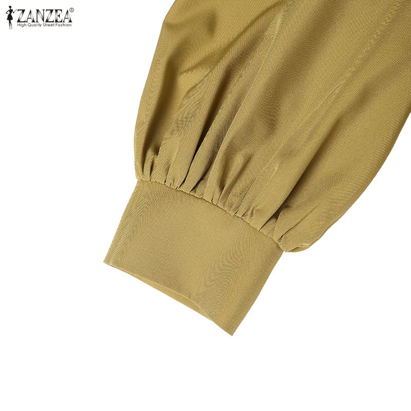 ZANZEA Women Casual V-neck Loose Long Sleeve Solid Blouse