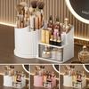 Cutie de depozitare cosmetică Organizator de machiaj rotativ la 360 de grade cu suport pentru pensule Sertar transparent Cutie de depozitare cosmetică cu model vertical mare