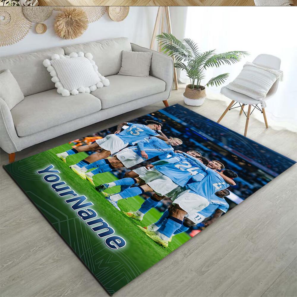 Manchester City Personalized Text Floor Mat Design for Foyer Living Rooms Entryway Playrooms Antislip Carpet Decorate Offices Wedding Party Gift