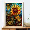 5d DIY Diamond Painting Cross Stitch Colored Glass Sunflower Diamond Embroidery Mosaic Full Round Drill Home Decor Arts