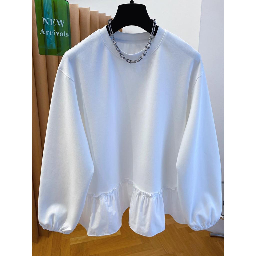 Cross-Border Autumn/Winter Ruffle Long Sleeve Women's T-Shirt - Loose, Chic, Unique Design