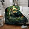 1pc Wolf Forest Blanket, Lightweight Flannel Throw Blanket For Sofa, Bed, Travel, Camping, Living Room, Office, Couch, Chair, And Bed