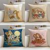 Cozy Llazy corgiS Cushion Cover Breathable and skinfriendly linen pillowcase square removable and washable cushion