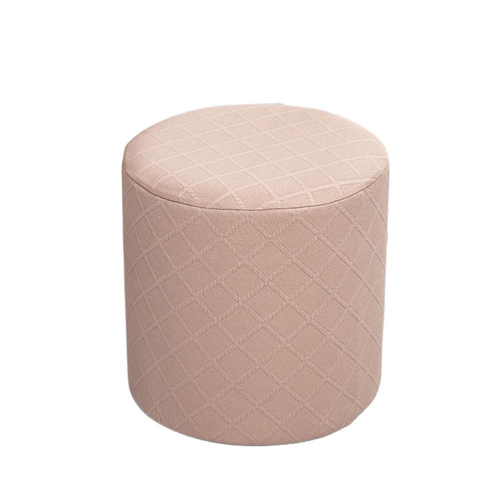 Durable Solid Color Jacquard Ottoman Cover Round Elastic Square Stool Cover Soft Footrest Slipcover Home Decor