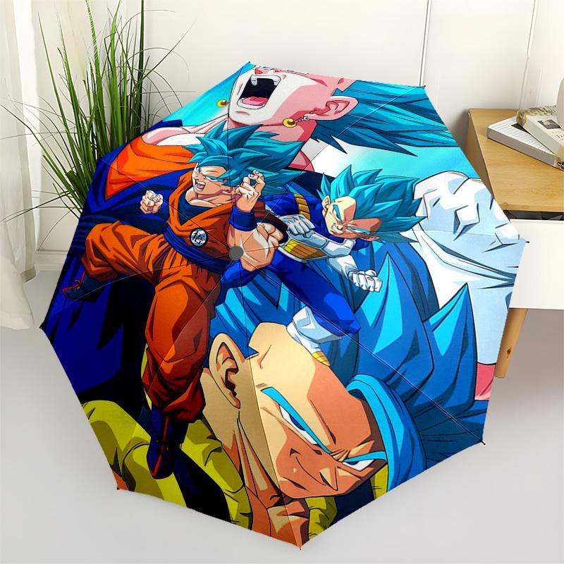 

1pc Dragon Ball Z Goku Vegeta Automatic Folding Outdoor Umbrella - Portable 3-Fold Design with 8-Rib Iron Frame - Outdoor for Fans, Travelers, Da