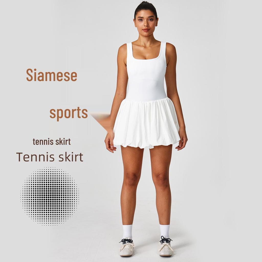 Women's Golf and Tennis Sports Jumpsuit - Casual Fitness Dress with Fake Two-Piece Skirt