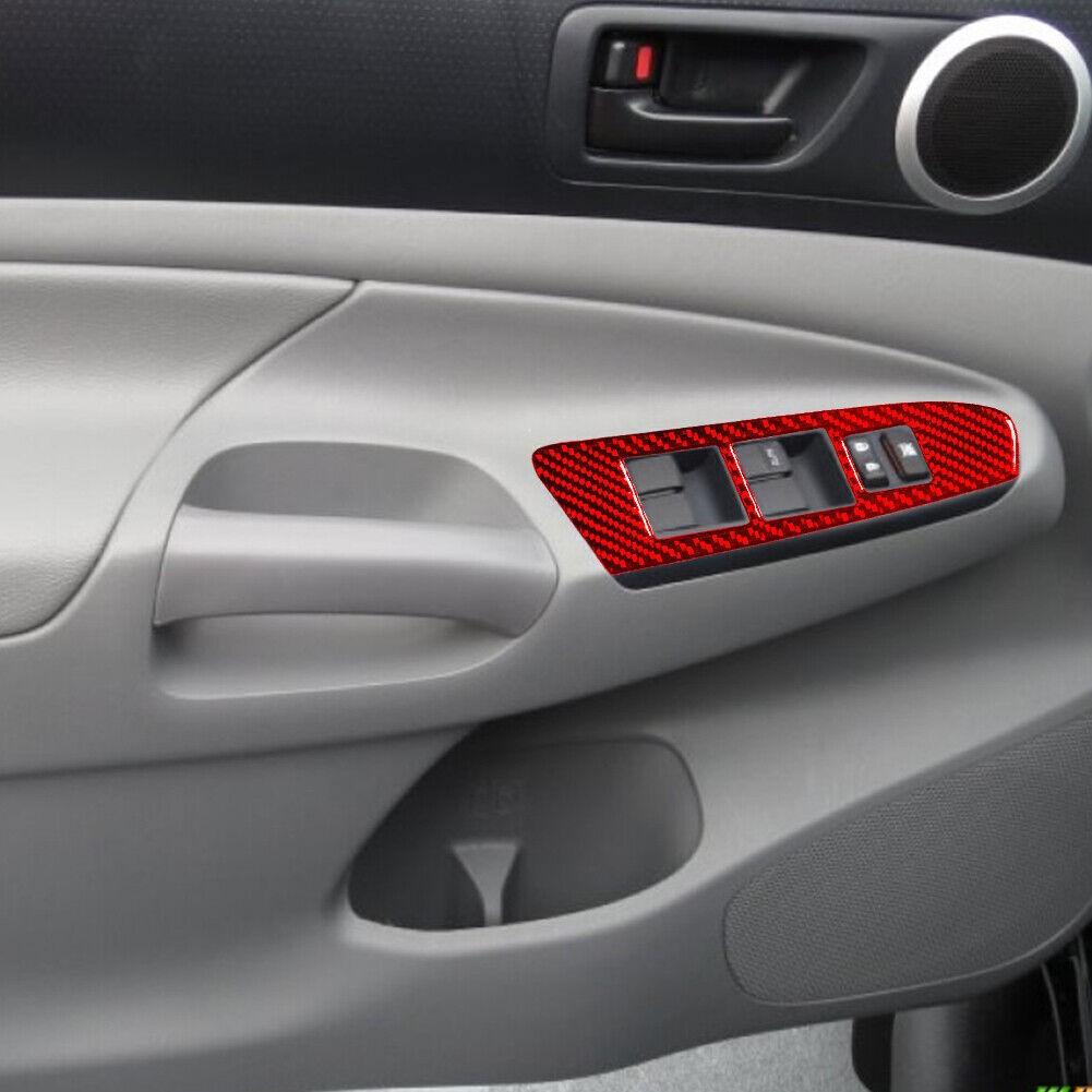 For Toyota Tacoma Double Cab Red Carbon Fiber Front Window Control Cover Trim