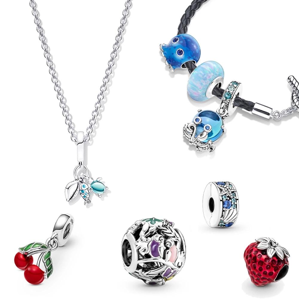 New Silver Color Ocean Series Turtle No Fade Charm Beads Fit Pendant Charms S925 Logo Original Bracelet for Women DIY Jewelry
