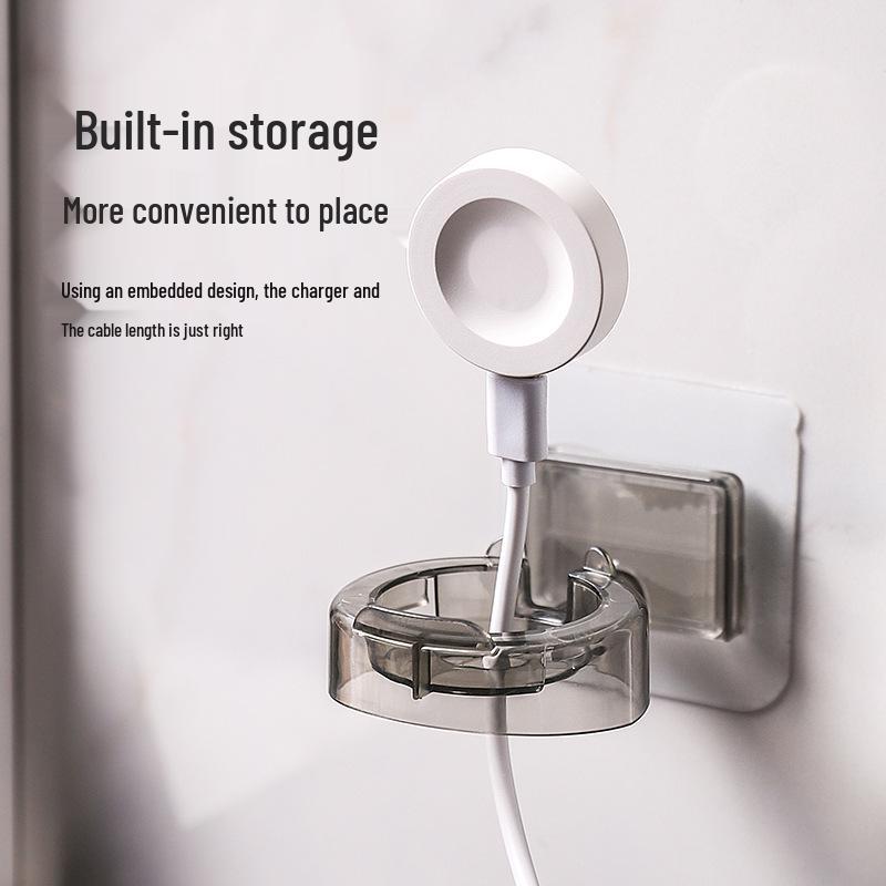 Wall-Mounted No-Drill Apple Watch Charging Stand and Storage Rack