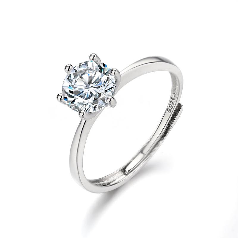 

Классическое кольцо из серебра 925 пробы с шестью крапанами, женское кольцо-корона из 18-каратного белого золота, парное кольцо, кольцо с бриллиантом в один карат opening adjustable