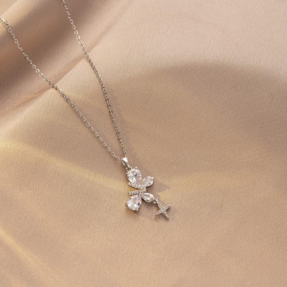 Women's Butterfly Zirconia Clavicle Necklace: Elegant, Fashionable, Titanium Steel Jewelry