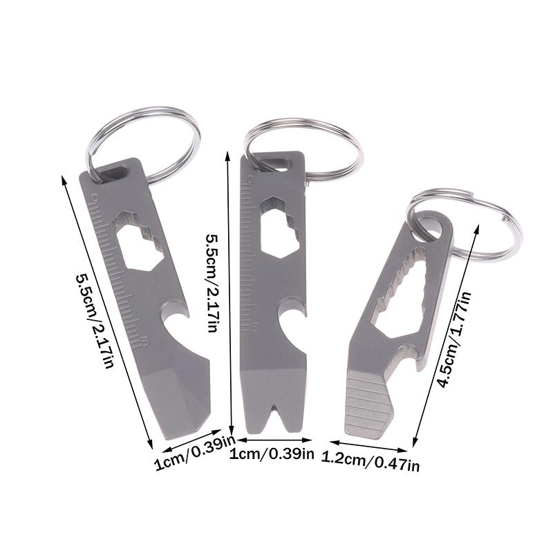 Mini Leva Apribottiglie Multifunzione in Lega di Titanio Chiave Inglese Esagonale Graduata Portachiavi Attrezzatura da Campeggio Gadget EDC per Esterno