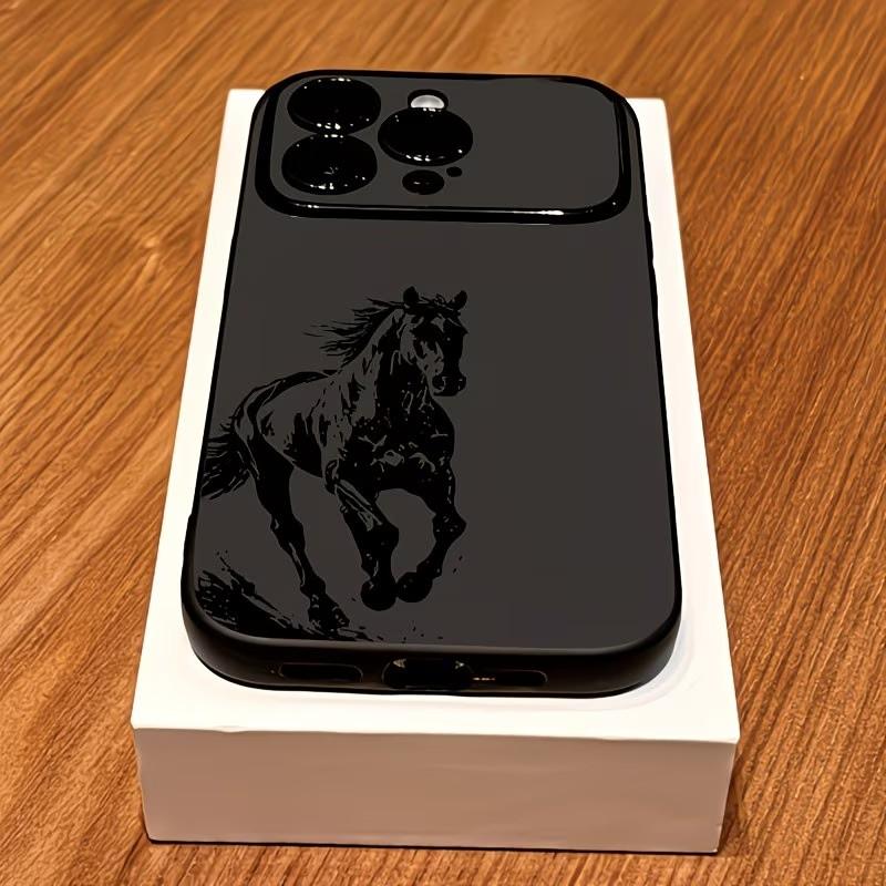 Black Horse Pattern Matte Phone Case For iPhone 17 Pro Max 11 12 13 14 15 16 17 Air 15 14 Plus X XS MAX XR Shockproof Soft Cover