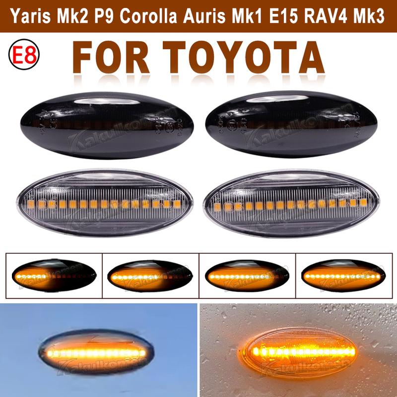 2pcs Dynamic LED Side Marker Light Turn Signal Indicator Repeater Light Fit For Toyota Yaris COROLLA Auris Mk1 E15 RAV4 Mk3