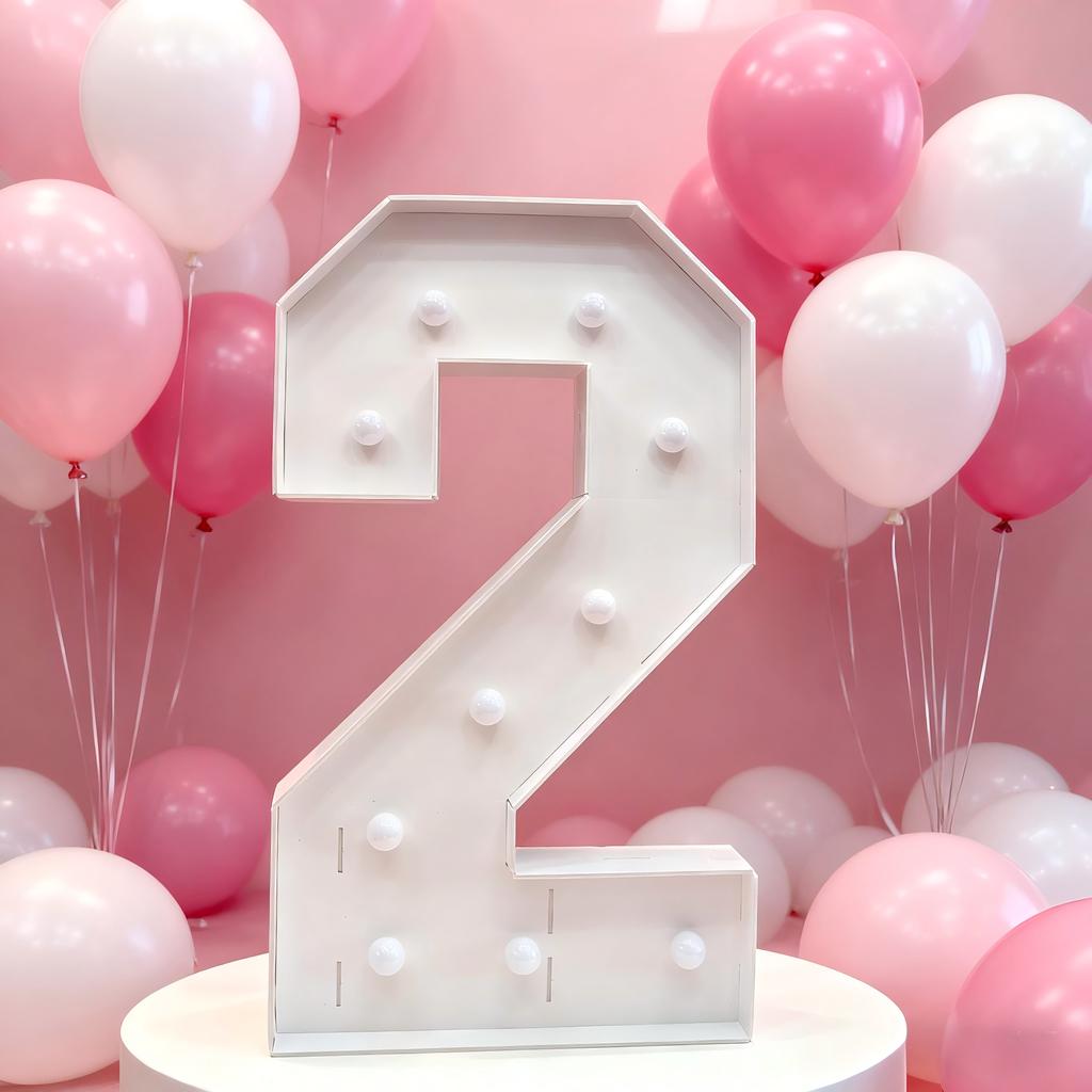1Pc 73cm Light Up Digital Marquee Frame Yellow Lights KT Board Number 0-9 Plug-in KT Board Party Decorative Birthday Party Anniversary Decoration