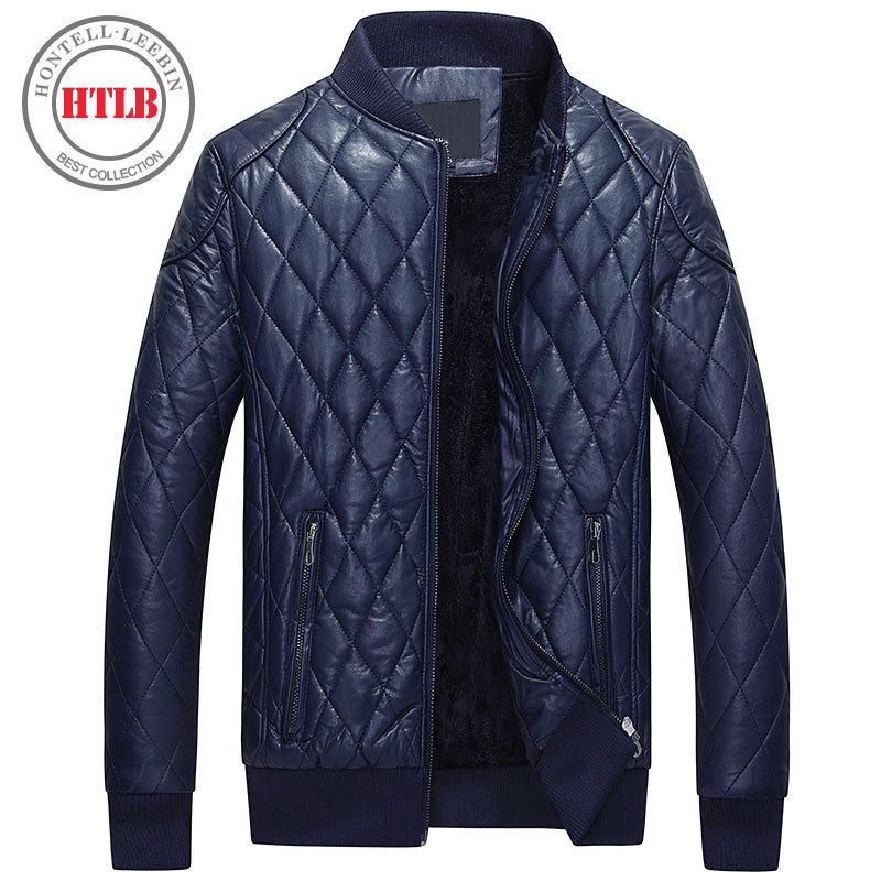 Winter Pu Leather Casual Men Thermal Coats Male Motorcycle Faux Leather Jackets 