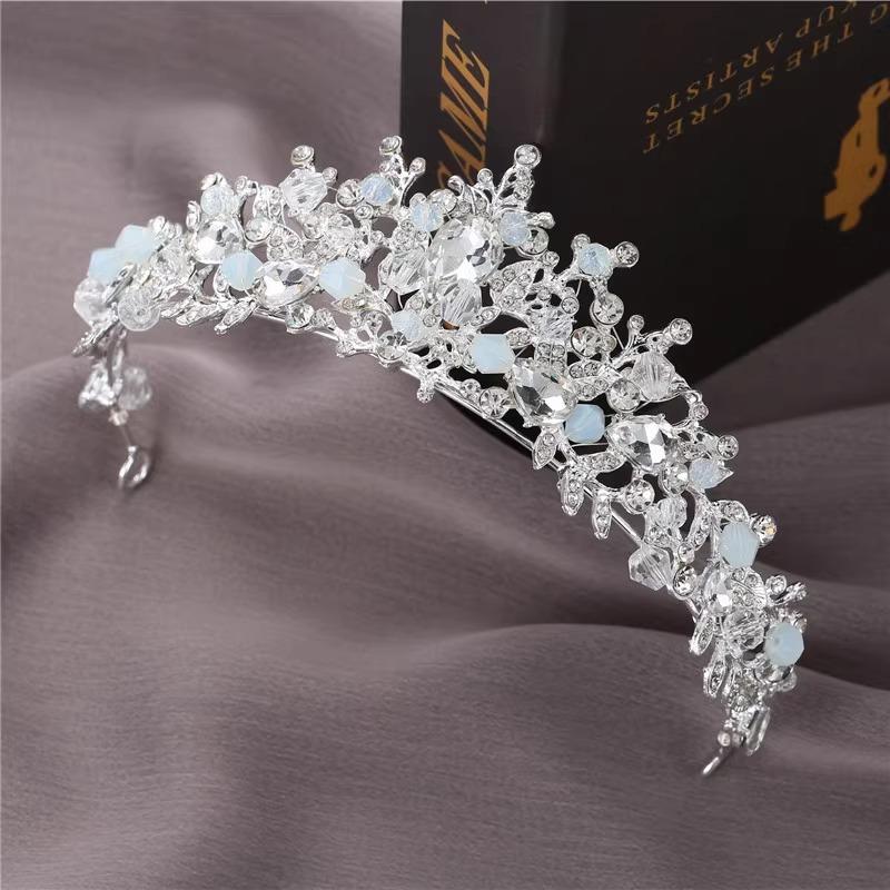 Dziecięca korona tiara ręcznie robione akcesoria do włosów dla dziewczynek różowa kryształowa korona księżniczki urodziny obręcz do włosów akcesoria do występów scenicznych