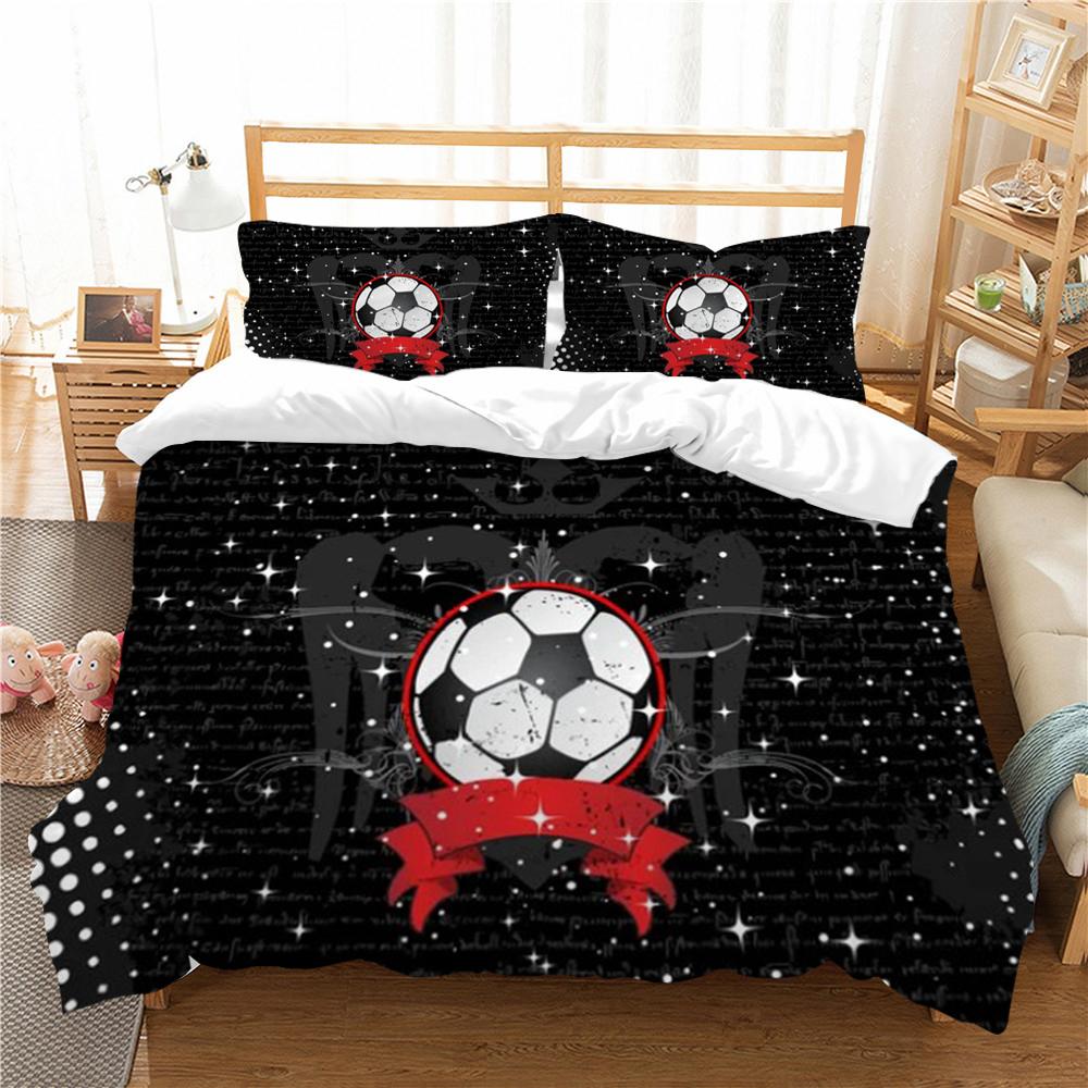 Bettwäscheset Tagesdecke Bettbezug Steppdecken Fußballdruck Heimbettwäsche Luxus Weicher Kissenbezug Mikrofaser Bettbezug