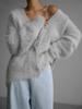 Women's 2025 Autumn Winter Faux Mink Knit Cardigan V Neck Long Sleeve Loose Casual Sweater Coat