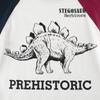 Clothing Children's Spring and Autumn Contrast Color round Neck Long Sleeves T-Shirt Boys and Girls Pure Cotton Dinosaur Children's Bottoming Shirt
