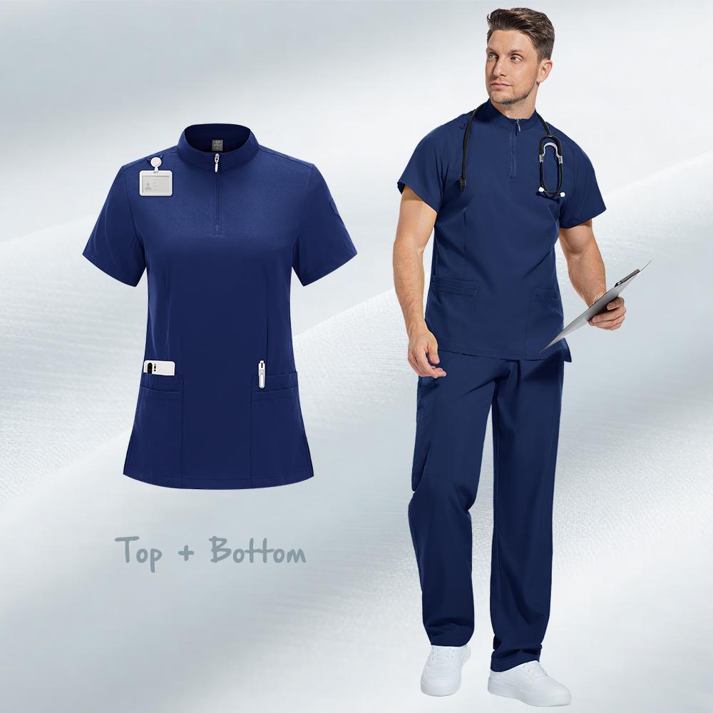 Nursing Scrubs Set Anti-Wrinkle Medical Surgical Gown Hospital Scrub Top Doctor Nurse Special Scrub Uniform Men Women