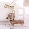 Key Chain Dachshund Dog Design Hanging Ornament Rhinestone Inlaid Bag Pendant