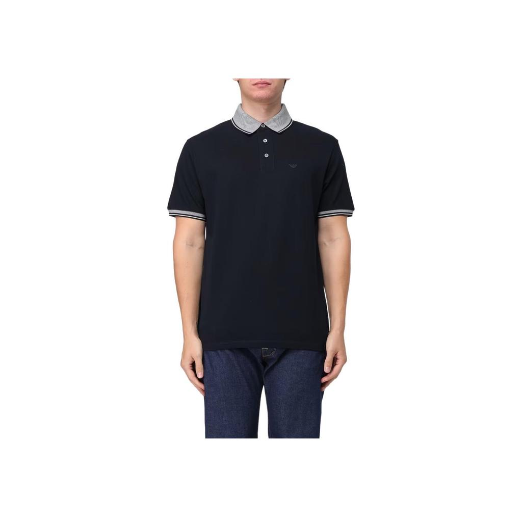Emporio Armani Color Block Striped Pullover Straight Fit Polo Shirt Men tops Navy-Blue 3D1FM5-1JTKZ-09S7