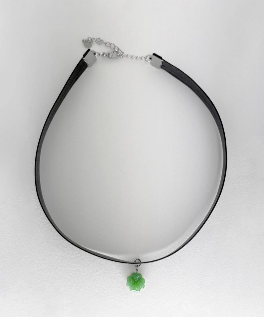 Glory_Arden Surgical Steel 2-Color Jade Pendant Choker Necklace/Ghmn-492