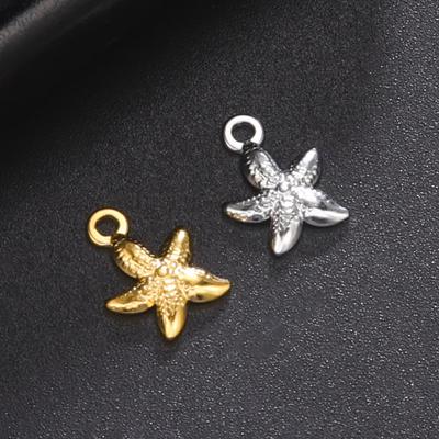 My Shape 5 Pcs Starfish Shell Charms for DIY Necklace Bracelet Star Summer Bangle Stainless Steel Charms for DIY Jewelry Making
