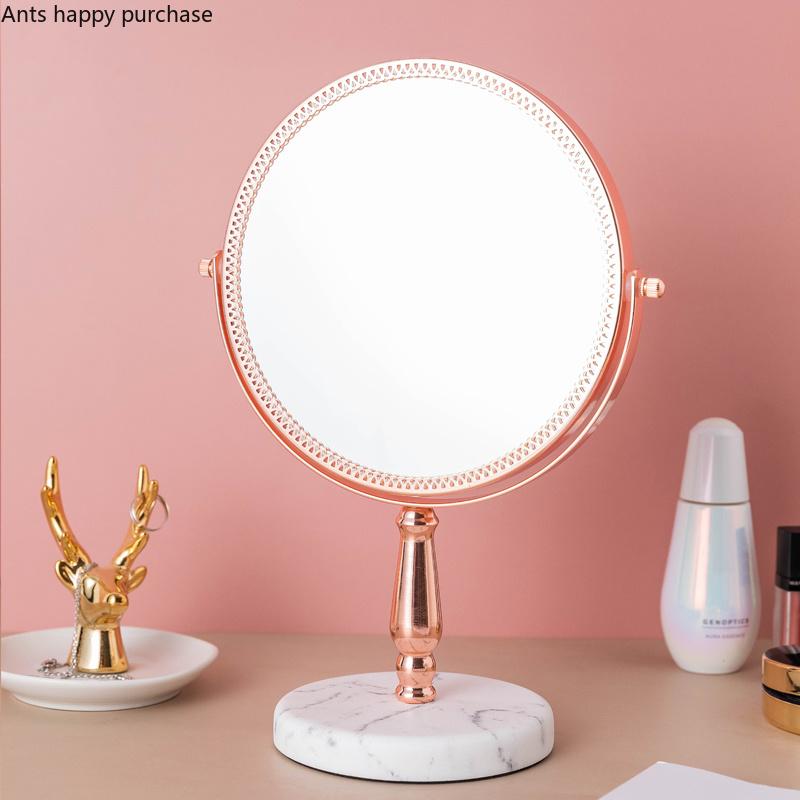 Miroir de Maquillage en Résine Métal Miroir Double Face Miroirs Décoratifs Accessoires Décoration Maison Rotation à 360 Degrés Miroirs de Vanité