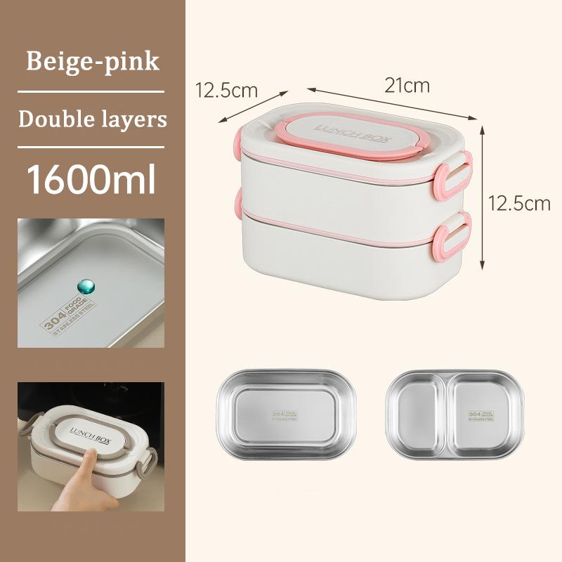 304 Stainless Steel Multi-Layer Lunch Box Portable Insulated Bento Box Student Worker Snack Box Large Capacity Food Storage Box