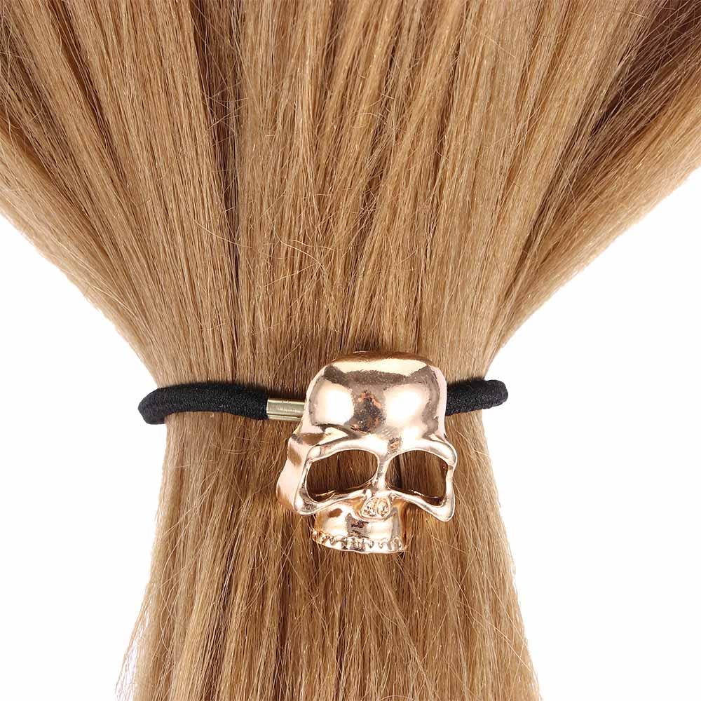 Halloween Costume Ponytail Rope Girl Elastic Hair Rope Metal Skull Women Hairband