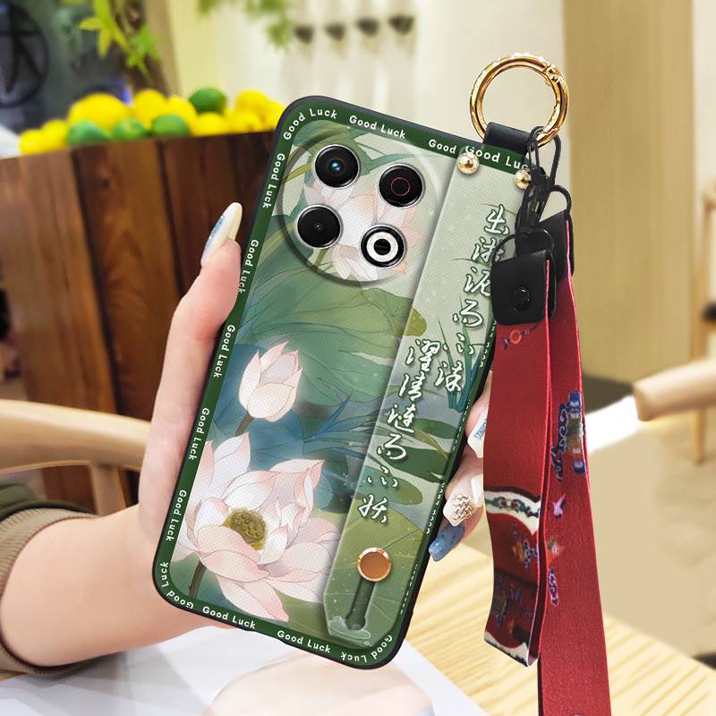 Phone Holder Silicone Phone Case For Tecno Spark30 Pro 4G/KL7 Kickstand Fashion Anti-knock Wrist Strap Soft Case Ring