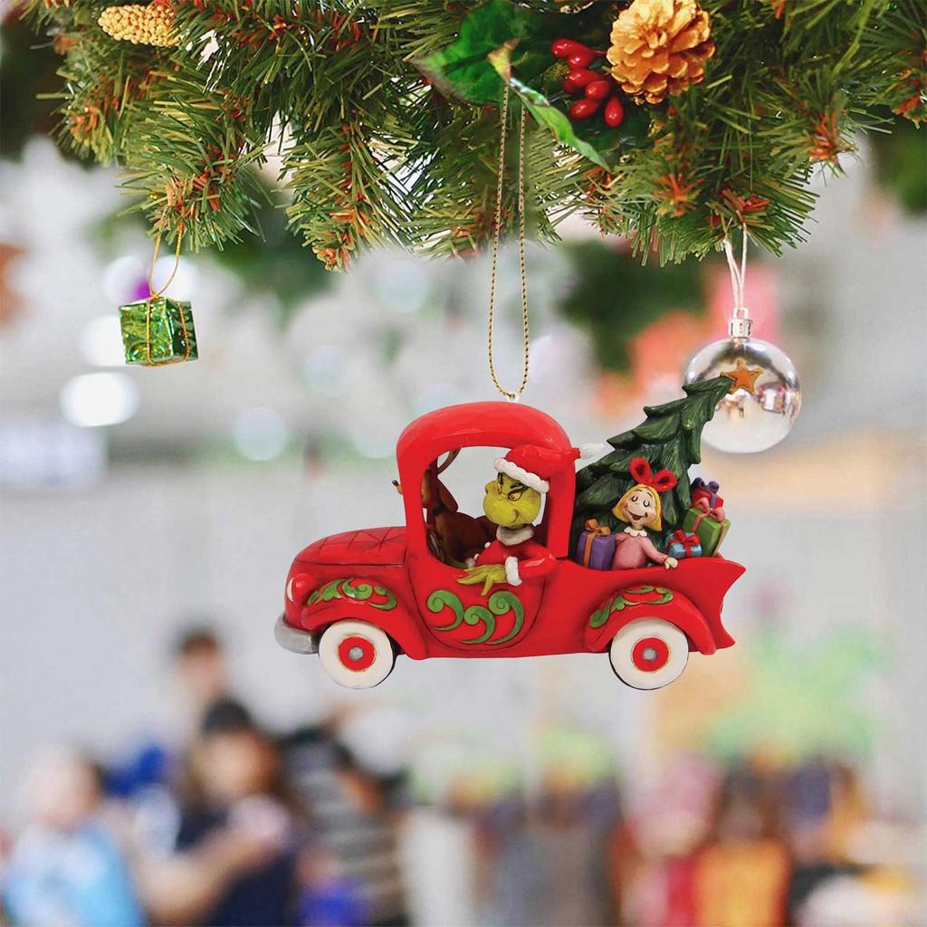 Adorable Cartoon Acrylic Flat Car Hanging Ornament For Christmas Tree Home Decor