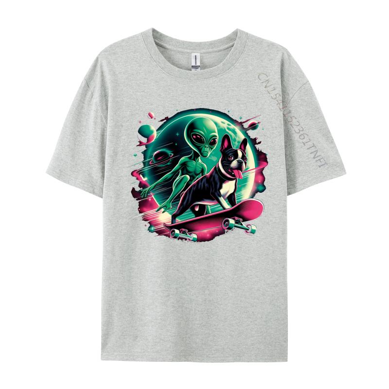 Space Skateboard Alien T Shirt Casual Tshirts Tops Tees For Men Fashionable 100 Cotton Cool T Shirts