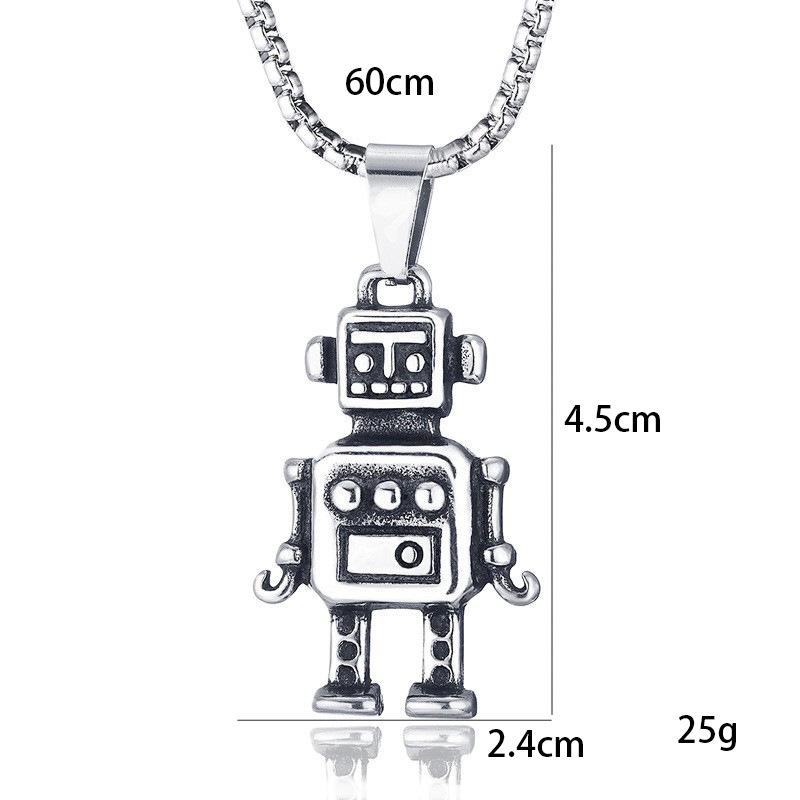 Personalized Titanium Steel Hardcore Robot Pendant Hanging Necklace Retro Men'S And Women'S Hanging Chain Couple Clothes Matching Accessories