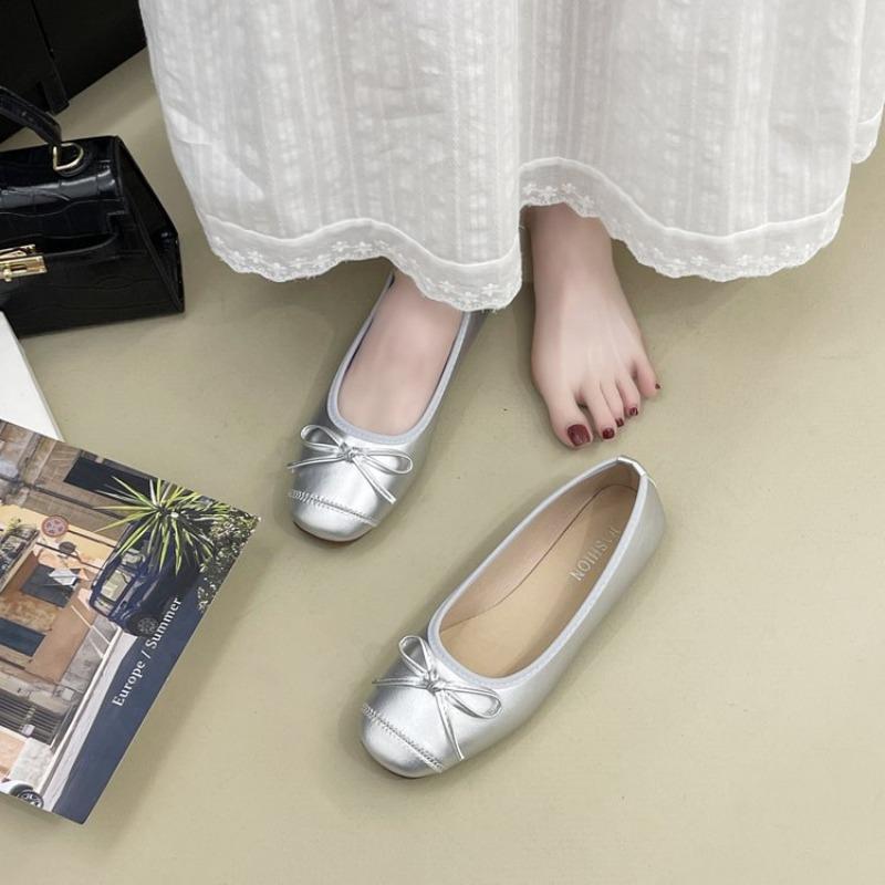 Bow Ballet Shoes Summer New Temperament Flats Retro Casual Women's Shoes