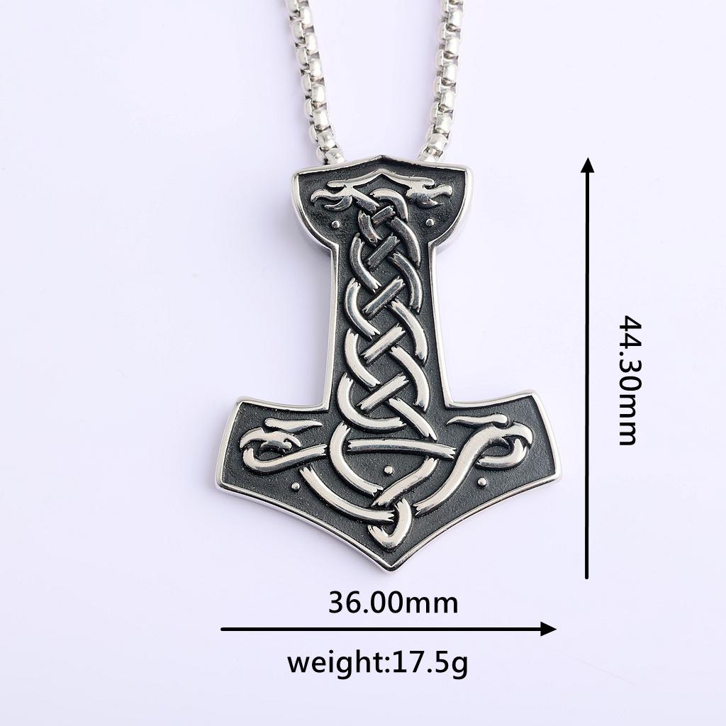 Viking Runes Dragon Stainless Steel Pendant Necklace