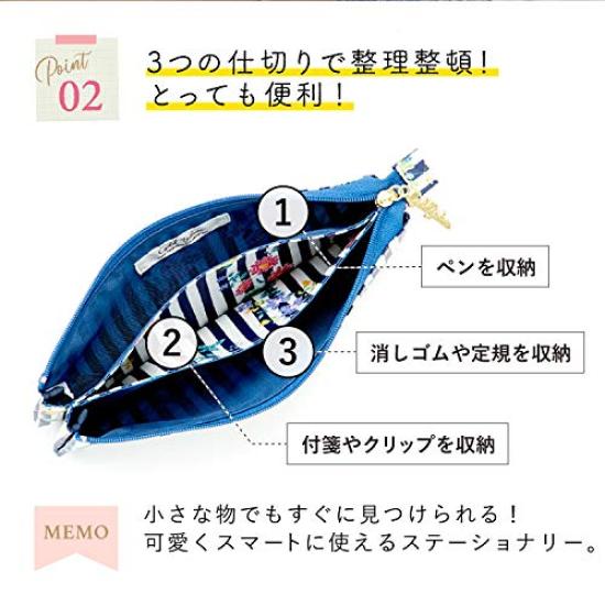 Cyalel Yahata LC Double Pencil Floral Made in Japan Forest Case, Compact, Women's, Print, Cute, Stylish, (Mixed White)