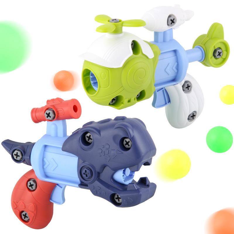 Children'S Disassembly Toys, Diy Assembly And Disassembly Nut Combination Shootable, Dinosaur Aircraft Toy Gun