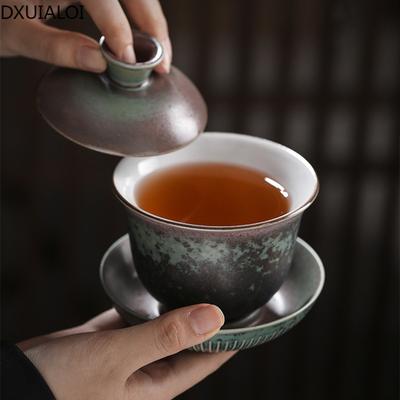 Sopera Sancai Cerámica Kung Fu Té Creativo Una Grulla Taza de la Reina Tazón de Té Gaiwan Juego de Sopera de Cerámica Juego de Té de Porcelana Gruesa
