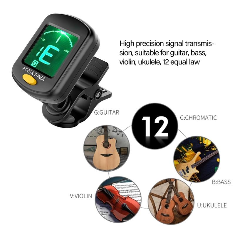 Portable Guitar Clip‑on Tuner Violin Ukulele Tuner Universals Digital Electronic Tuner Guitar Accessory Enduring